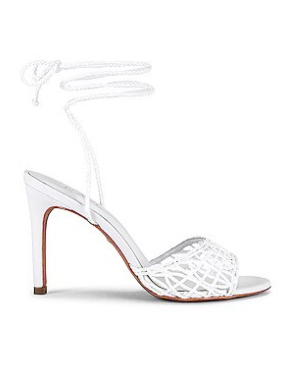 RAYE Paulo White Woven Leather Ankle Wrap Tie Stiletto Sandals 9M